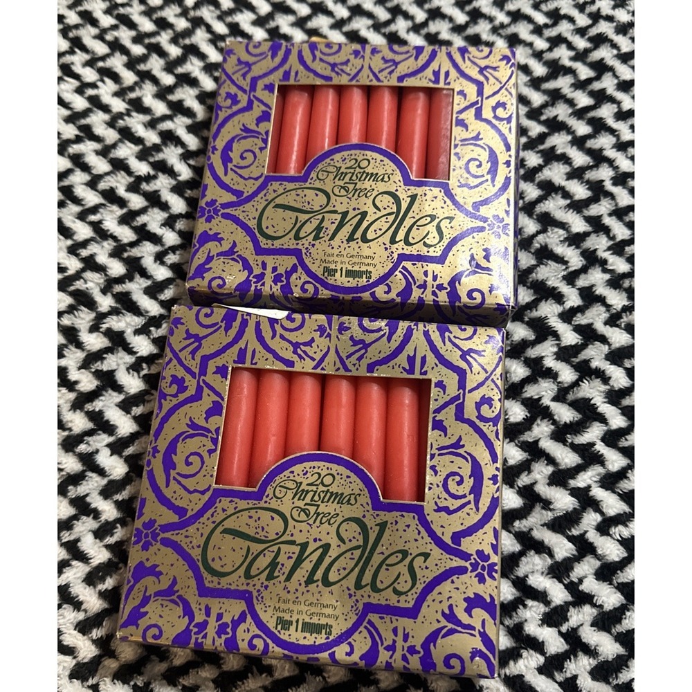 Vintage Pier One 40 Red Christmas Tree Candles Made In Germany 4" New Old Stock